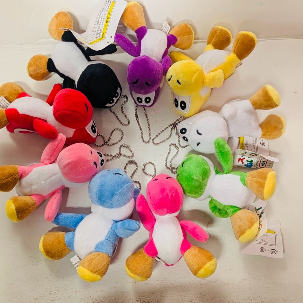 Yoshi Plush Keychain 9 Pc Set Nintendo Mario Character Bundle